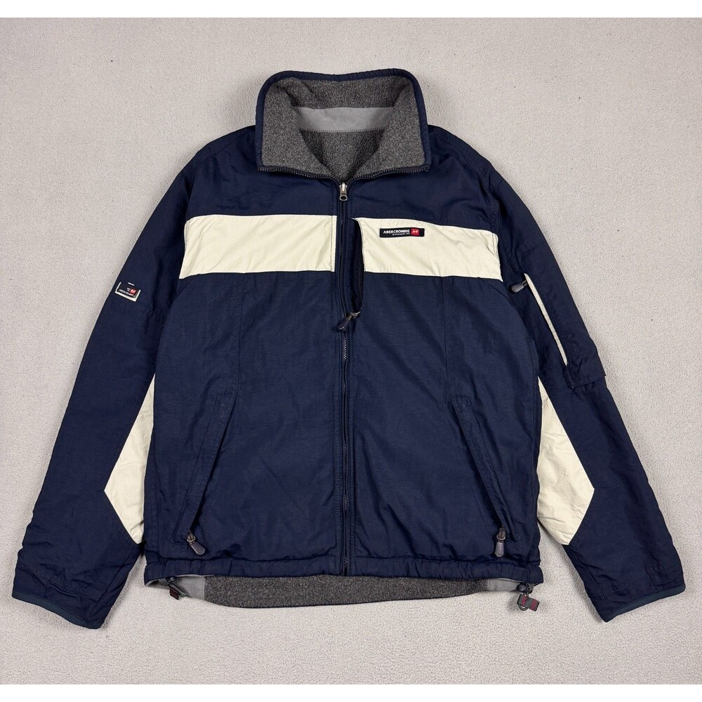 Vintage Abercrombie Fitch Reversible Fleece Windbreaker Jacket Mens M Y2K Blue